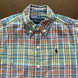 RALPH LAUREN 24 months button down short sleeve plaid shirt toddler kids